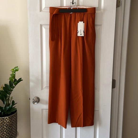 Zara Burnt Orange Trousers with built-in belt - Picture 2 of 9